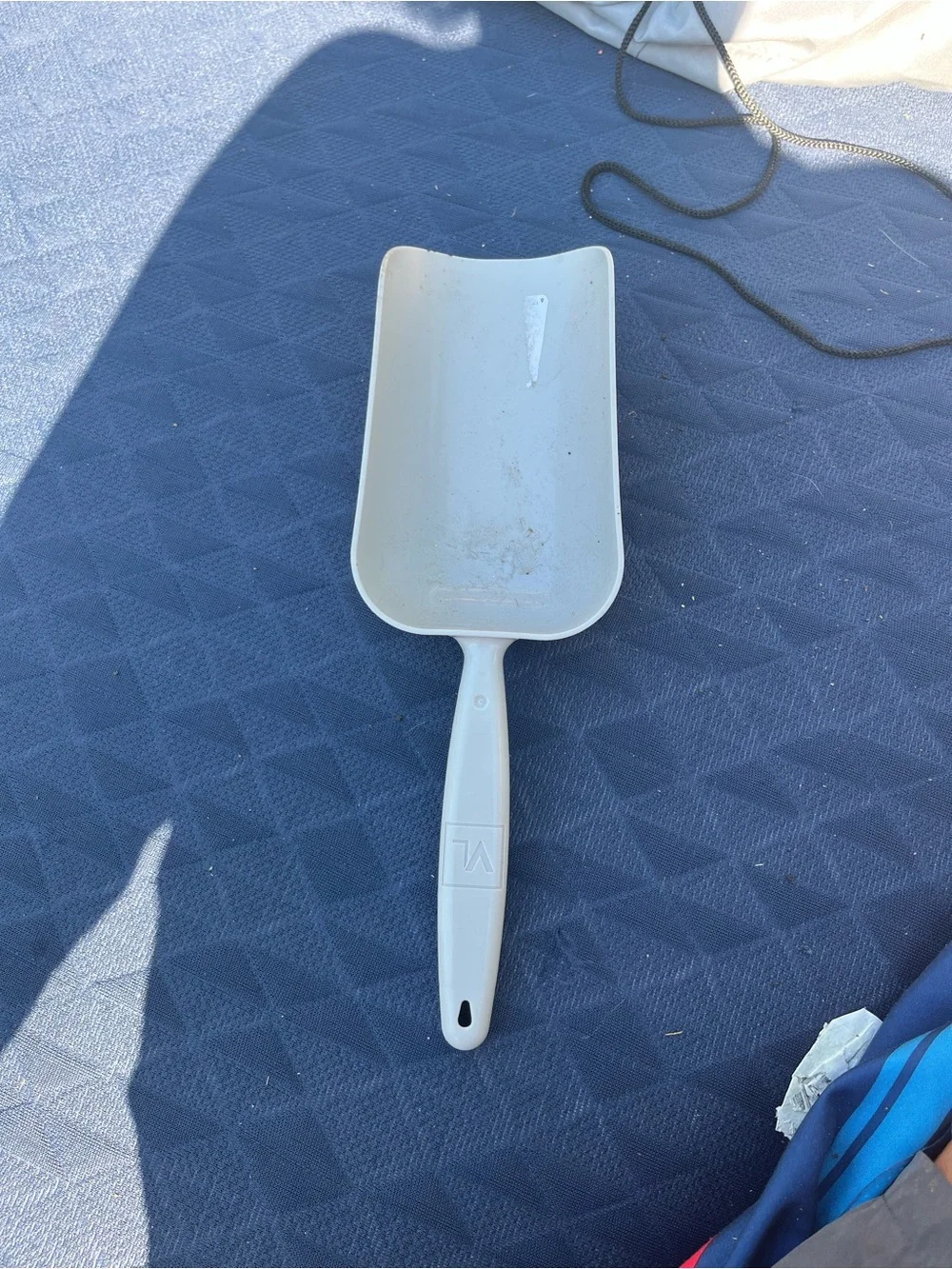 White Plastic Scoop with Handle